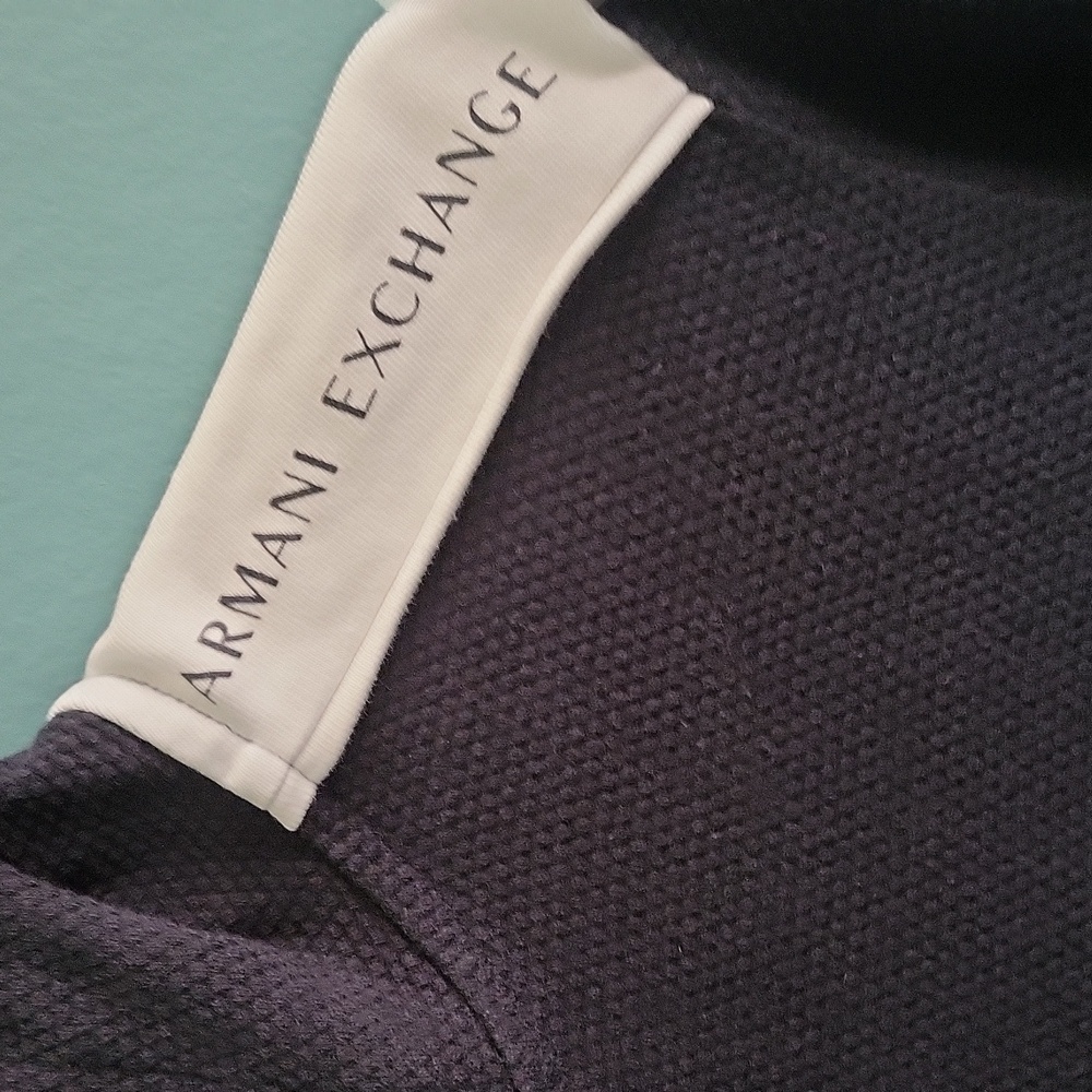 Armani Exchange Black and White Zip-Up Sweater